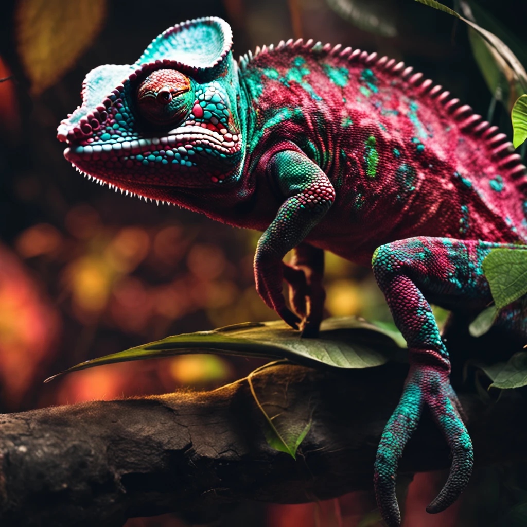 Evil chameleon dark background