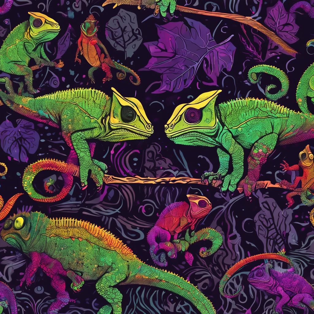 Evil chameleon dark background