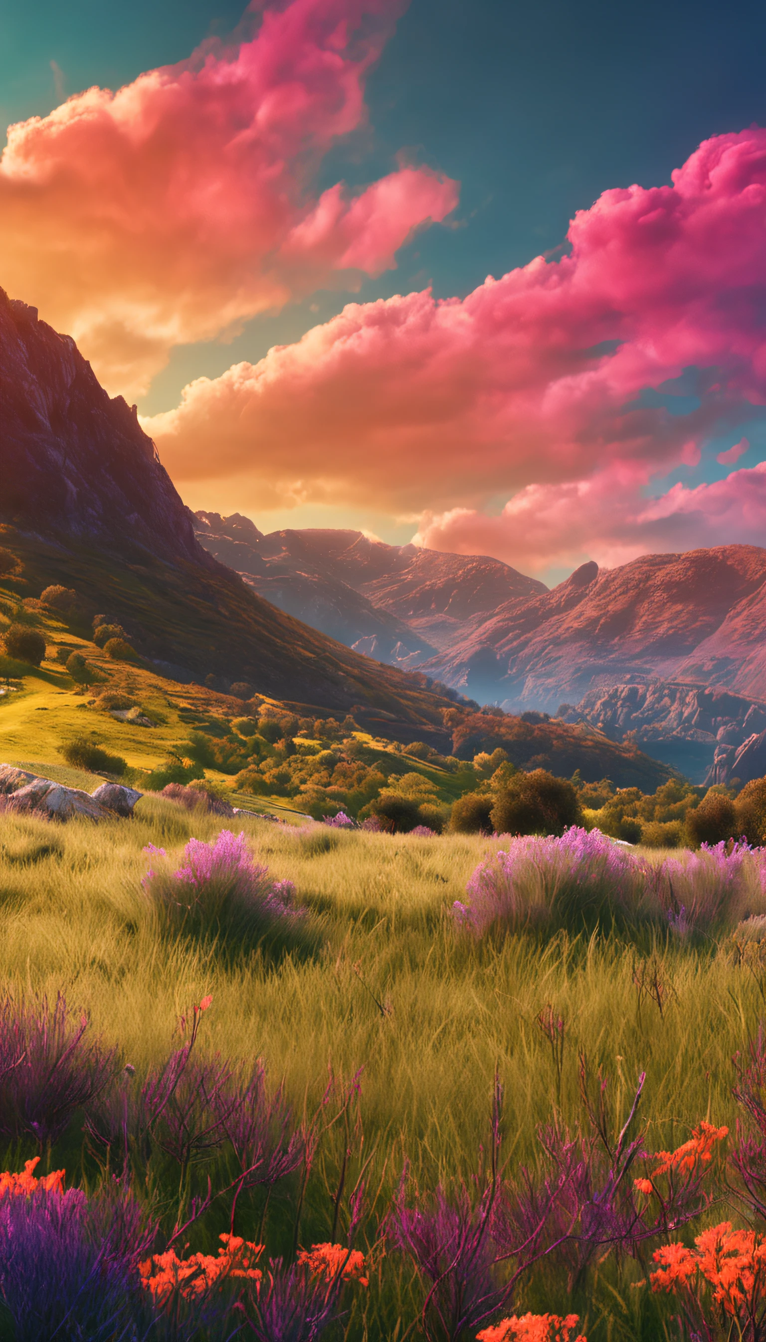 scenecy，grassy fields，vale
