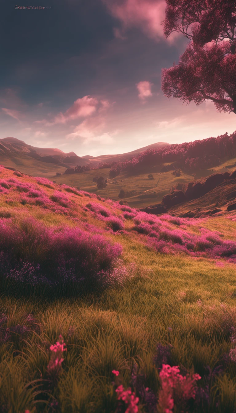 scenecy，grassy fields，vale，Low saturation