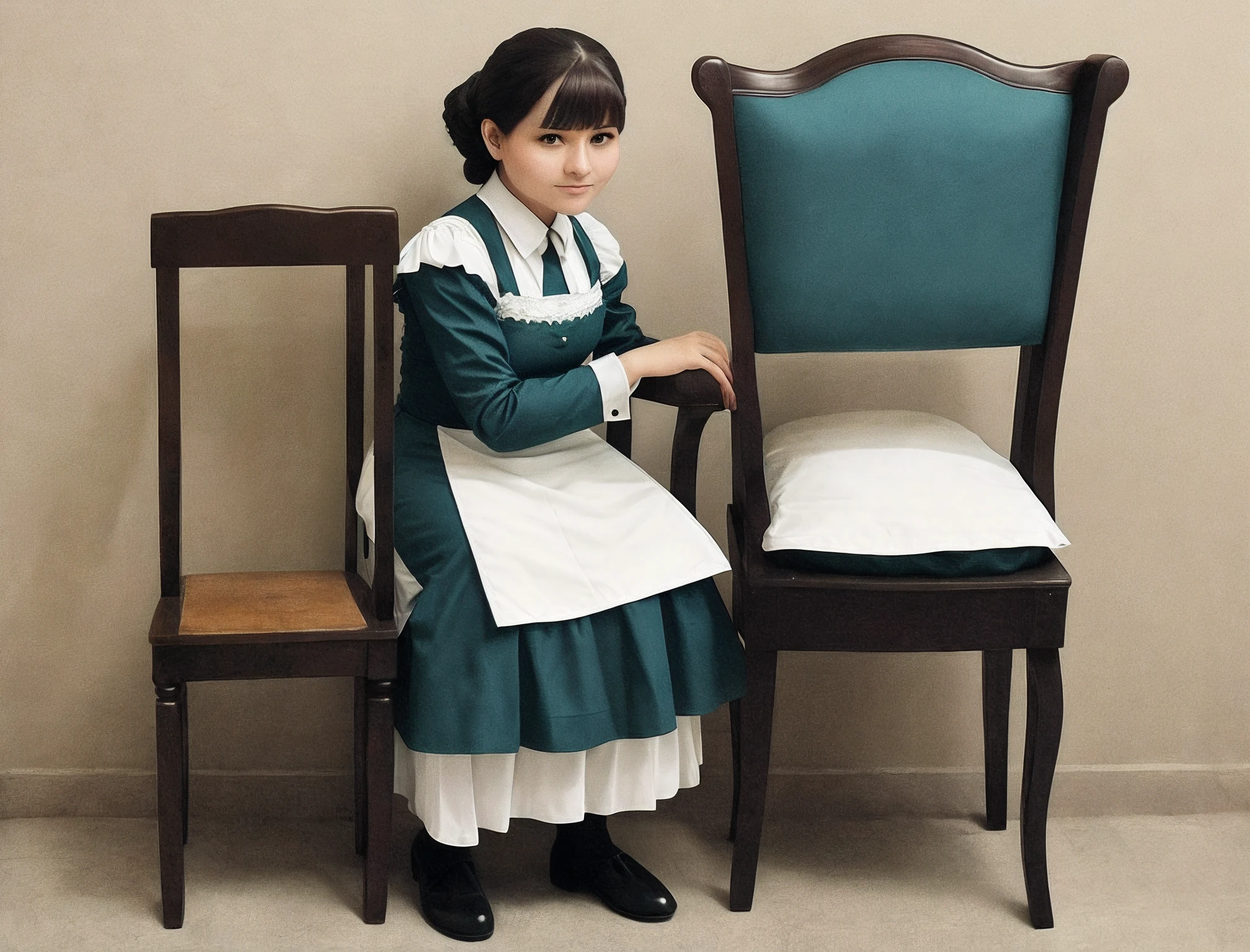 A chair in a maid's outfit