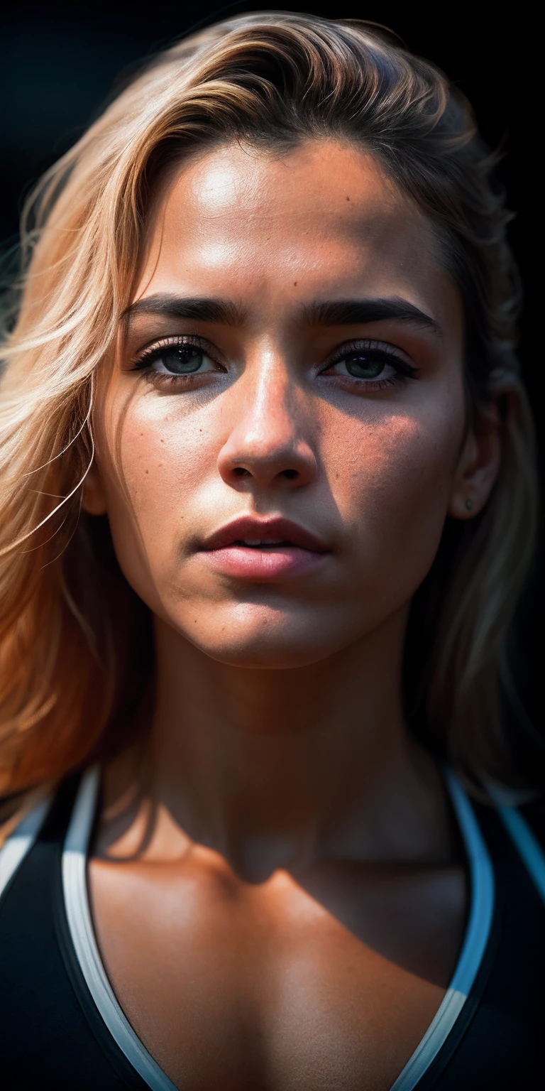 hermosa universitaria rusa madura, en traje de atletismo, afuera en el campo de atletismo, en un ambiente cargado, ((delgada, de alta estatura)), fotorrealista, foto, obra maestra, realista, realismo, fotorrealismo, alto contraste, Photorealistic digital art trend on Artstation 8k HD HD Realistic Detailed High Definition , detallada, textura de la piel, hiper detallada, textura de la piel realista, armadura, mejor calidad, ultra-high-resolution (fotorrealista: 1.4), high resolusion, detallada, foto sin procesar, sharp re, By Lee Jeffries Nikon D850 Film Stock Photography 4 Kodak Camera Portra 400 F1 Lens.6 intense colors hyper-realistic real texture dramatic lighting trend irrealengine in artstation cinestill 800,