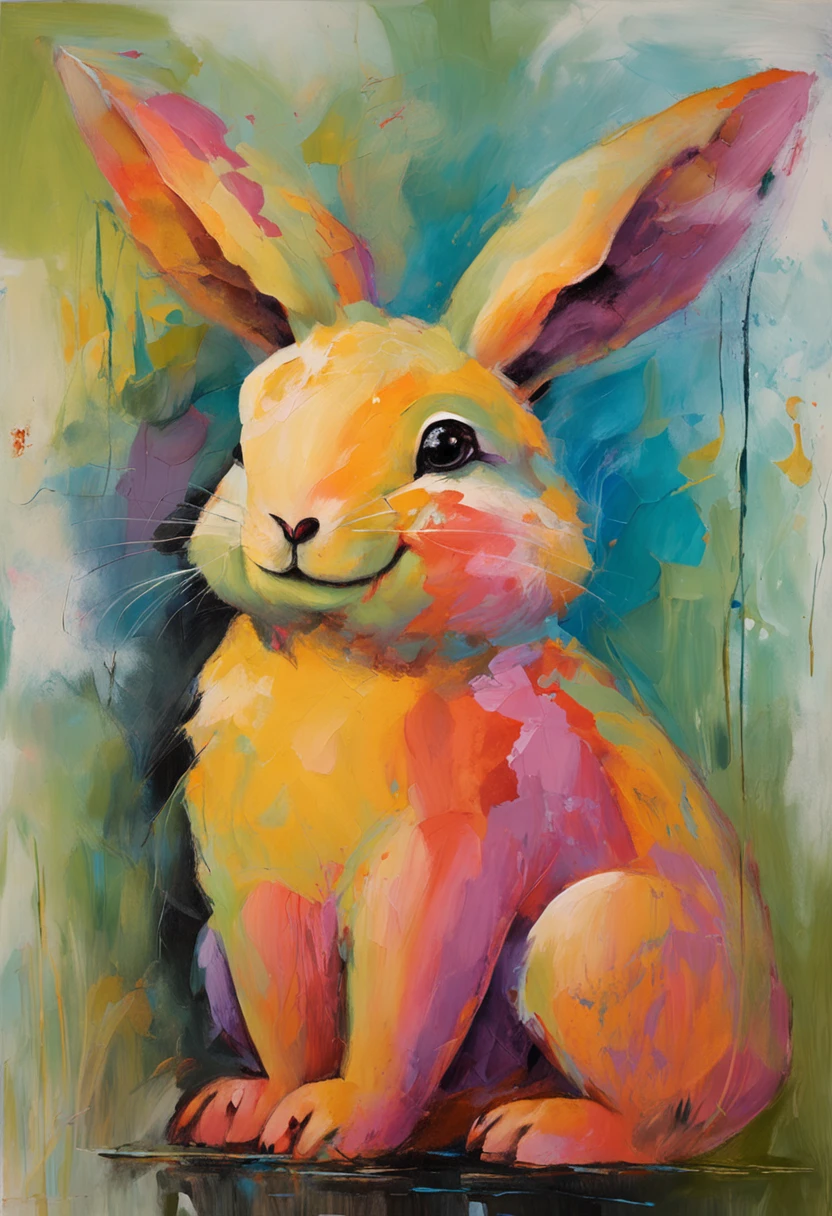 "cute and fluffy chubby fantasy bunny creature"