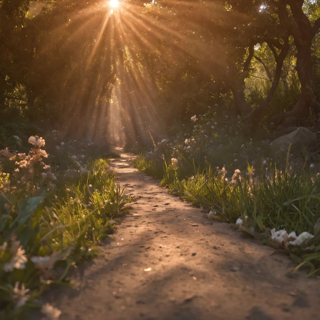 Encontre o Sol em Si. The inner Sun you encounter illuminates the outer path you walk. scenic view, foto deve ser ultra realista. 8k unidade render, (vibrante, fotografia realista, Realistic,foco nítido, 8k),  (altamente detalhado:1.4), (Loish:0.23), Wlop Ilya Kuvshinov, e Greg Rutkowski e Alphonse Mucha Gracias, (global ilumination, luz natural),