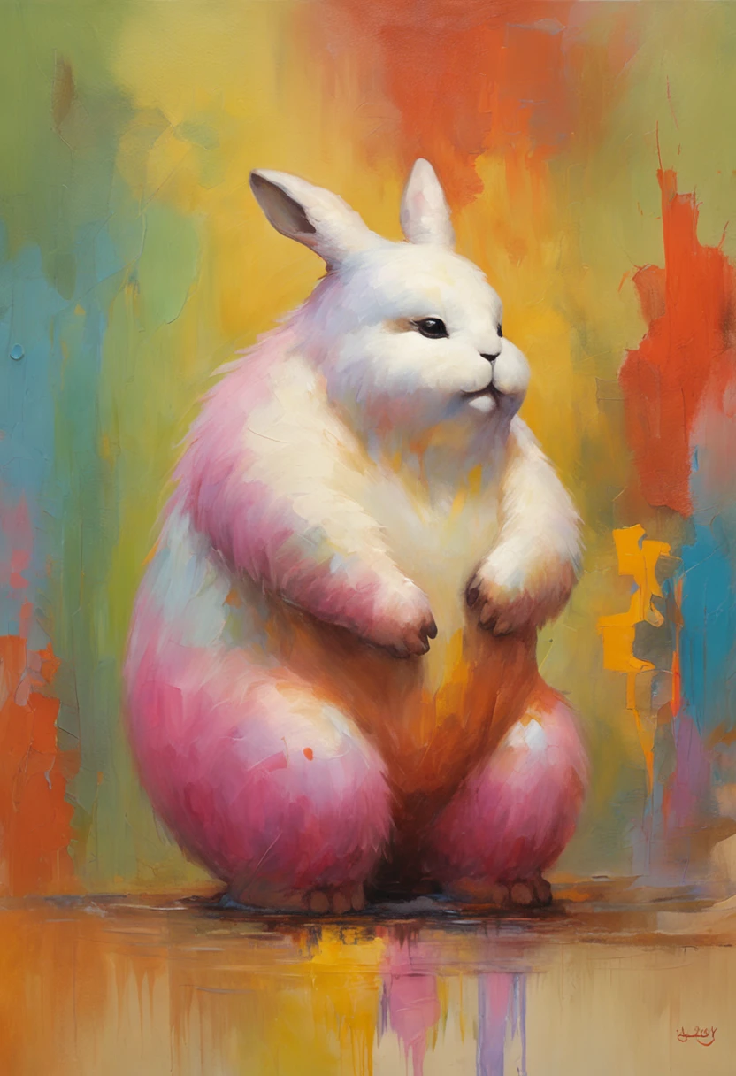 "cute and fluffy chubby fantasy bunny creature resembling a Pokémon"