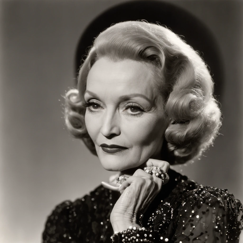 Marlene dietrich aos 68 anos em 1968 com um penteado dos anos 60, flower power