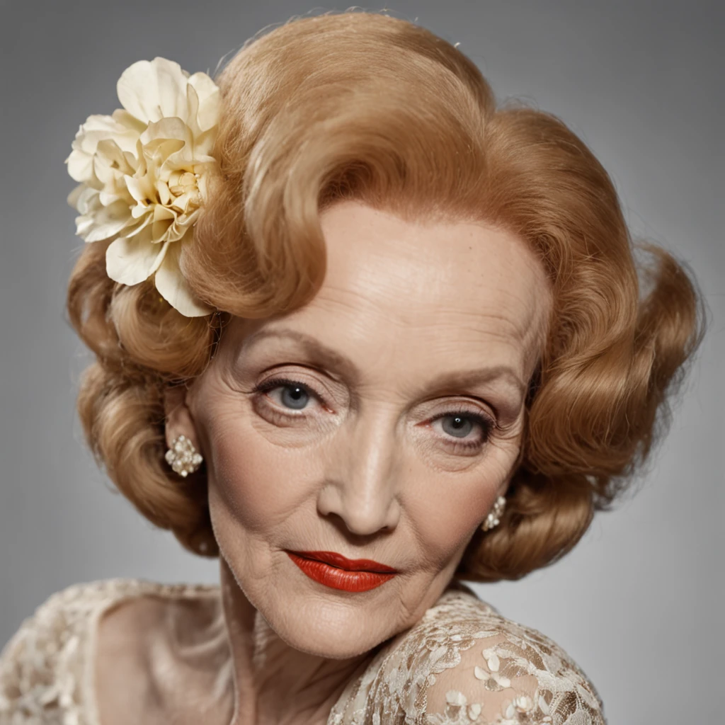 Marlene dietrich aos 68 anos em 1968 com um penteado dos anos 60, flower power