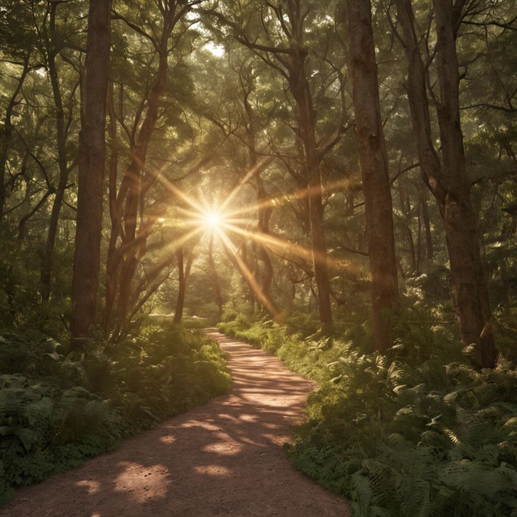 Encontre o Sol em Si. The inner Sun you encounter illuminates the outer path you walk. scenic view, foto deve ser ultra realista. 8k unidade render, (vibrante, fotografia realista, Realistic, foco nítido, 8k), (altamente detalhado:1.4), (global ilumination, luz natural),