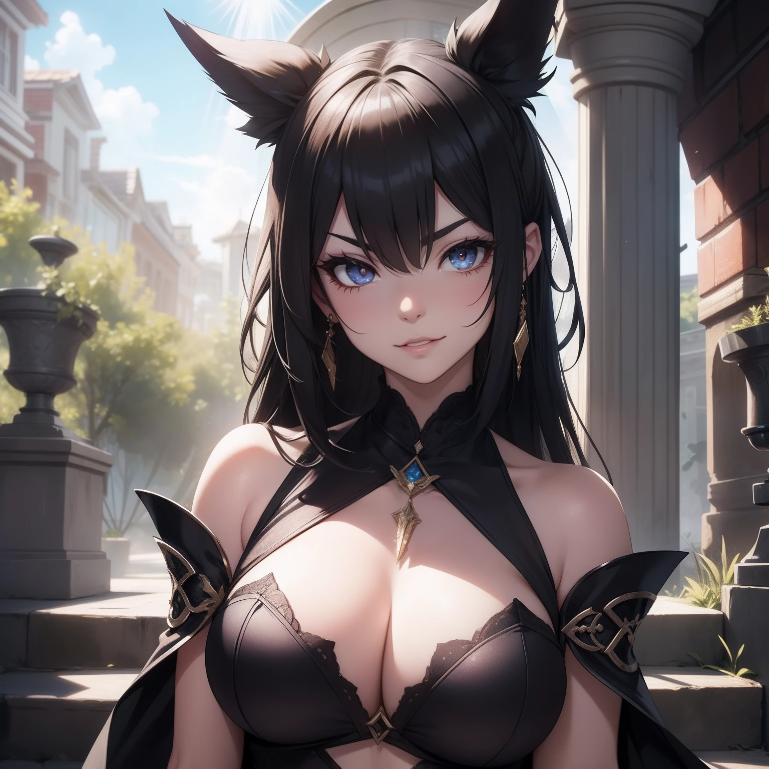 longeyelashes, Raised sexy, troll, naughty face, bloom, god rays, 8k, super detail, textured skin