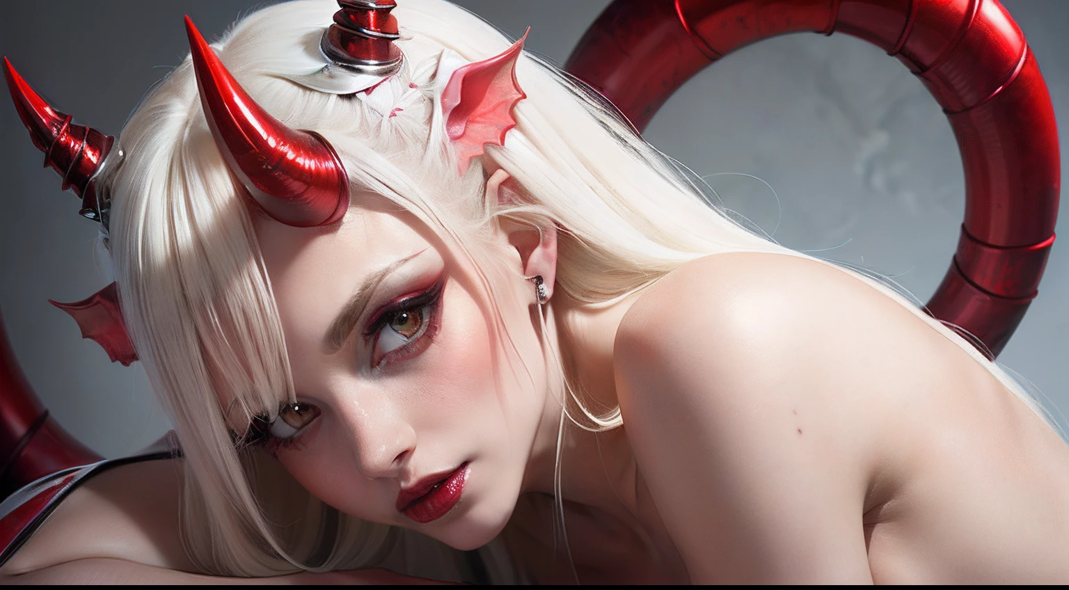 Succubus platinum blonde small red horns