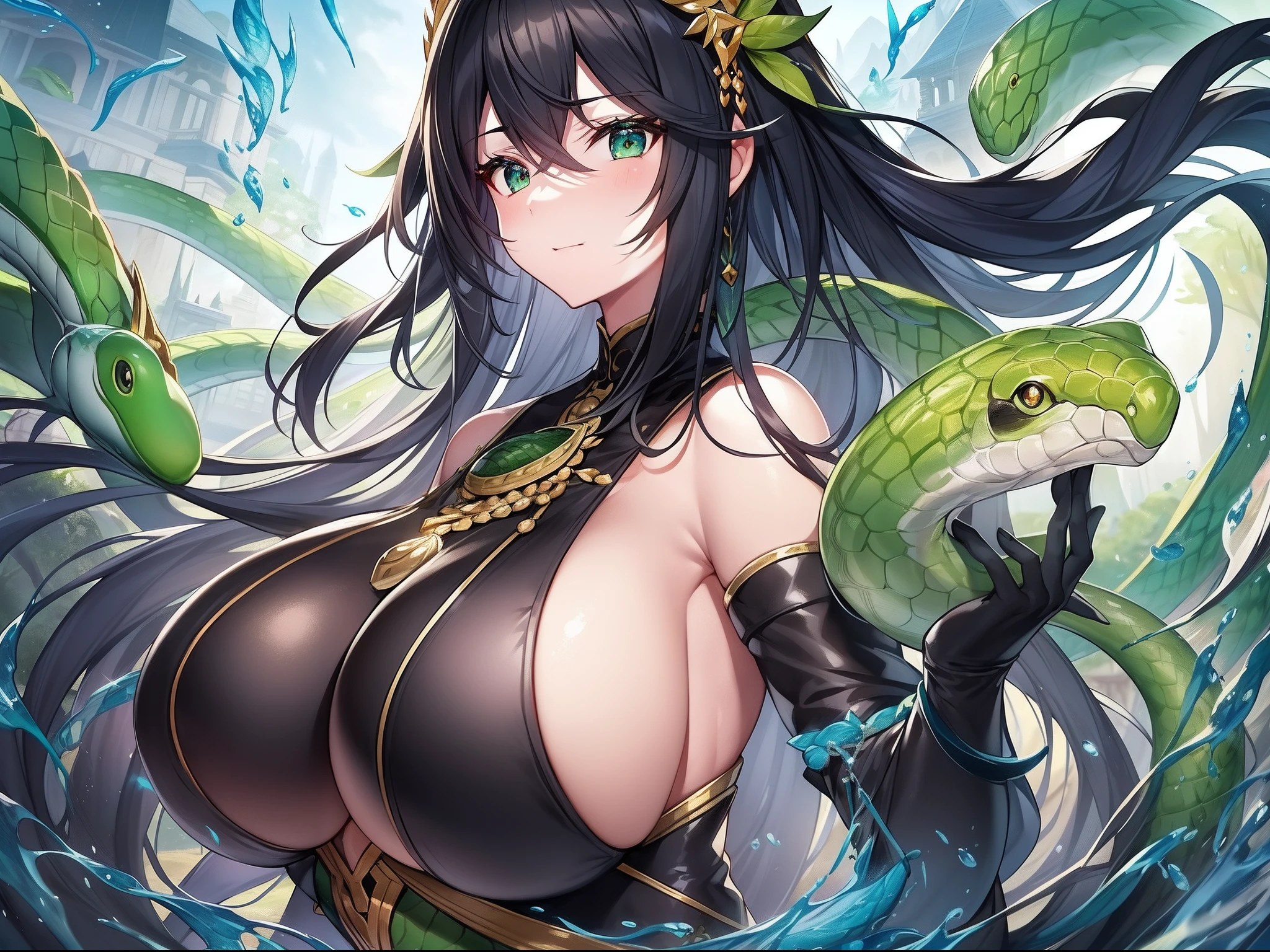 ​masterpiece++、top-quality++、ultra-definition++、ultra-definition++、4k++、8k++、from side、（Background Focus）++、Sexy clothes woman casts a huge breasts genbu spell with a green snake tail covered with black shell all over her body destroying a city、The rune of a huge breasts genbu with a green snake tail covered with a black shell all over its body、The magic of a huge breasts genbu with a green snake tail covered with a black shell all over the body、Colossal breasts genbu with a green snake tail covered with a black shell all over the body flying above、A magician with huge breasts genbu with a green snake tail covered with a black shell all over his body、Goddess of huge breasts Genbu with a green snake tail covered with a black shell all over her body、detailed fantasy art、fantasy art style、Blake Beautiful Ancient Immovable Big Witch With Green Snake Tail Covered with Black Carapace、Queen with immovable huge breasts covered with a black shell and a green snake tail、Fantasy Art Behans、Colossal breasts genbu magician with a beautiful whole body covered with a black shell and a green snake tail、Colossal breasts genbu magician with a beautiful whole body covered with a black shell and a green snake tail、A fragment of a shiny floating gen with a black shell and a green snake tail、Colossal breasts genbu's magic circle with a green snake tail covered with a black shell all over its body、 A spark of huge breasts with a green snake tail covered with a black shell all over its dazzling body、Colossal breasts genbu chain with a green snake tail covered with a black shell all over the body、Colossal breasts Genbu carrying a turtle shell pattern dress dressed in water and holding a snake's tail、Wind-swept hair of a huge breasts genbu with a snake tail carrying a turtle shell pattern suit dressed in water、Blake Isekai Beautiful、A crown of huge breasts genbu with a turtle shell pattern suit covered in water and a snake tail、Detailed clothing、Mischievous aura、Bewitching face、tall body、Mat