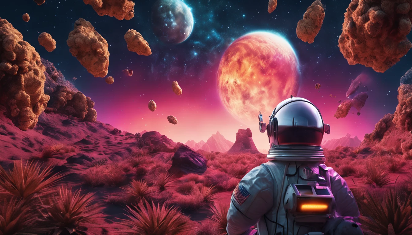 papel de parede realista, 8k, astronauta, cultivando cannabis, outer space