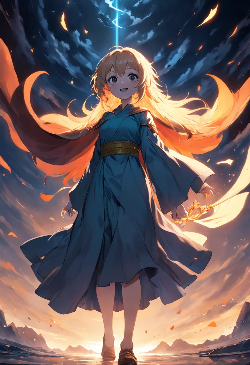 At that moment, a stranger emerged from the shadows, a plump man with a beaming smile that defied the prevailing desolation. Her cloak fluttered in the wind, like a banner of hope, in a world that seemed to have abandoned her.