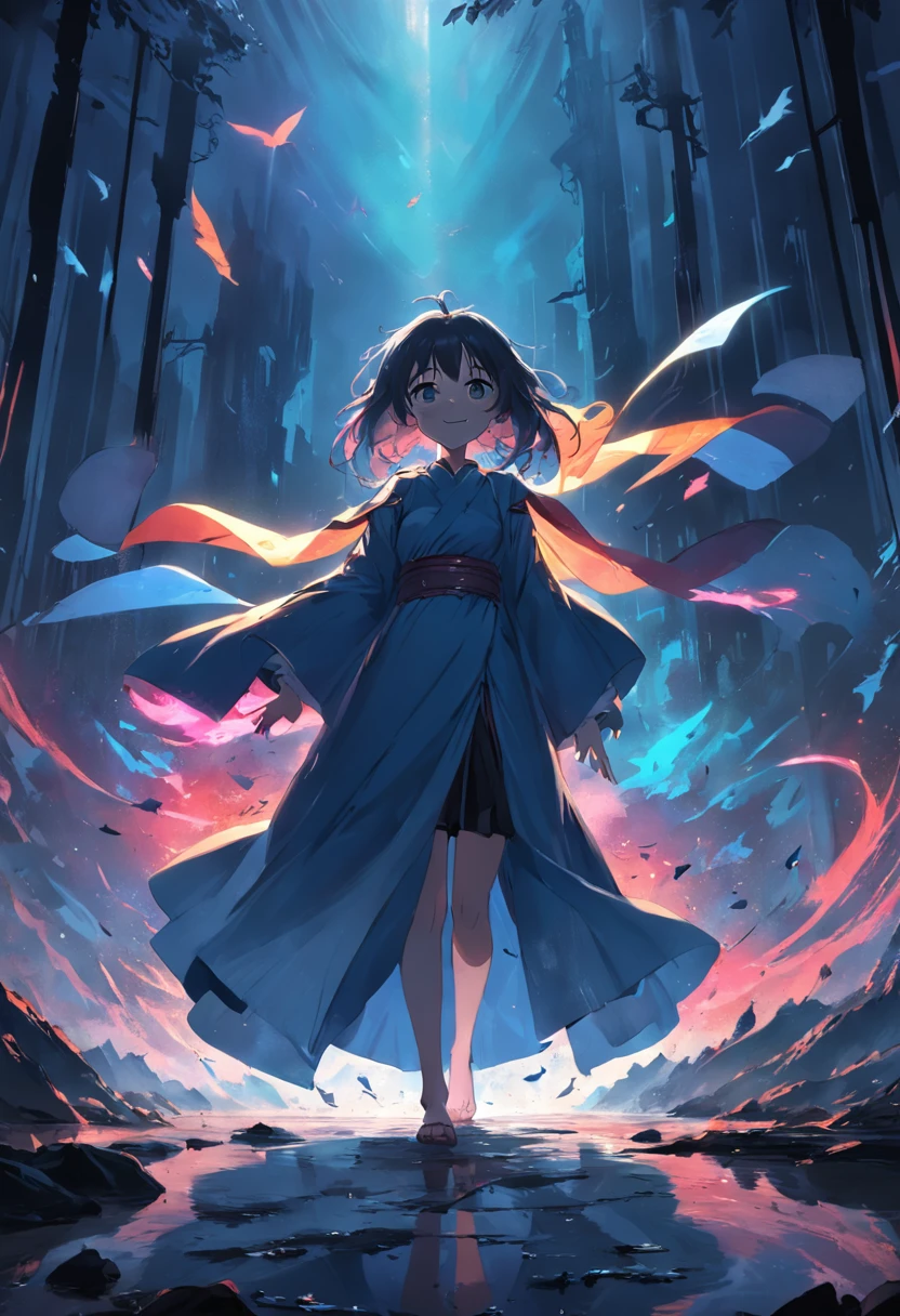 At that moment, a stranger emerged from the shadows, a plump man with a beaming smile that defied the prevailing desolation. Her cloak fluttered in the wind, like a banner of hope, in a world that seemed to have abandoned her.
