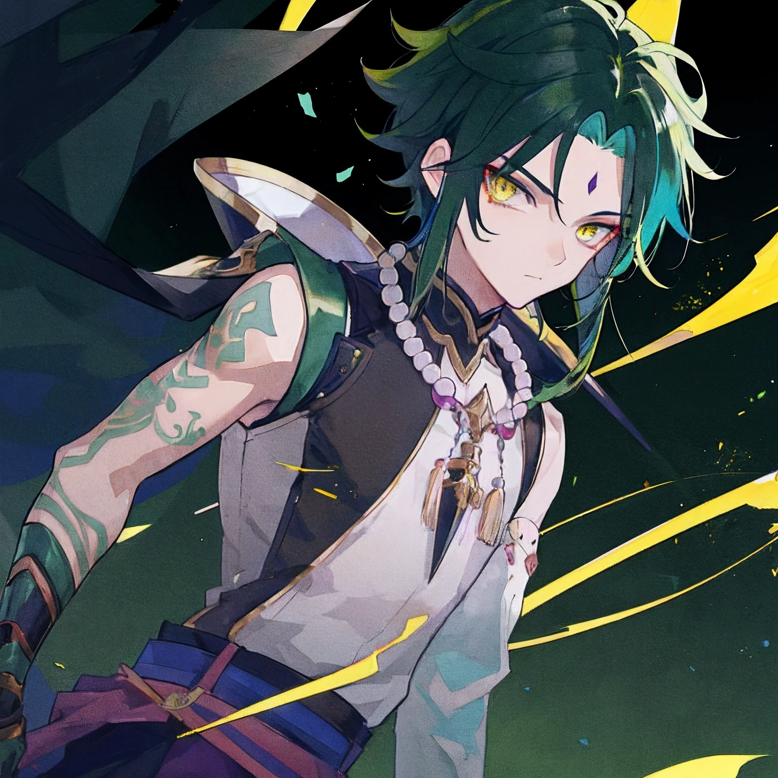 1boy,dark green hair,best quality,masterpiece,extremley,yellow eyes,male focus,beautiful eyes,