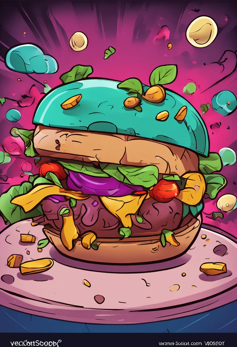 A cartoon image of potatoes eating on solid background