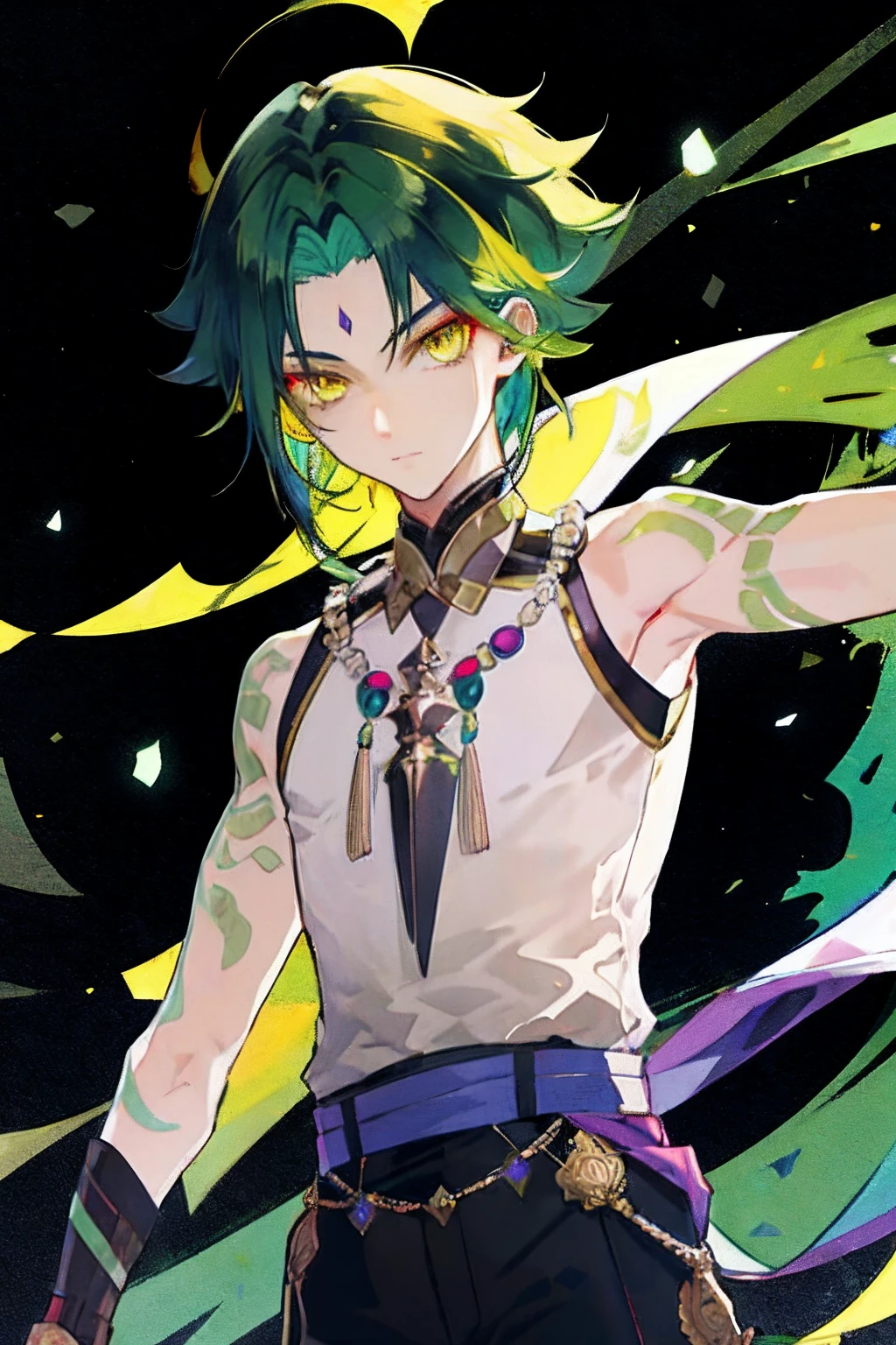 1boy,dark green hair,best quality,masterpiece,extremley,yellow eyes,male focus,beautiful eyes,