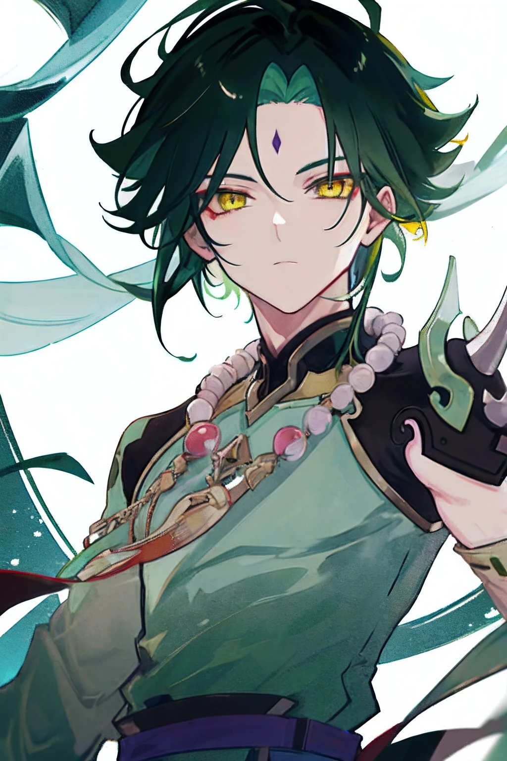 1boy,dark green hair,best quality,masterpiece,extremley,yellow eyes,male focus,beautiful eyes,