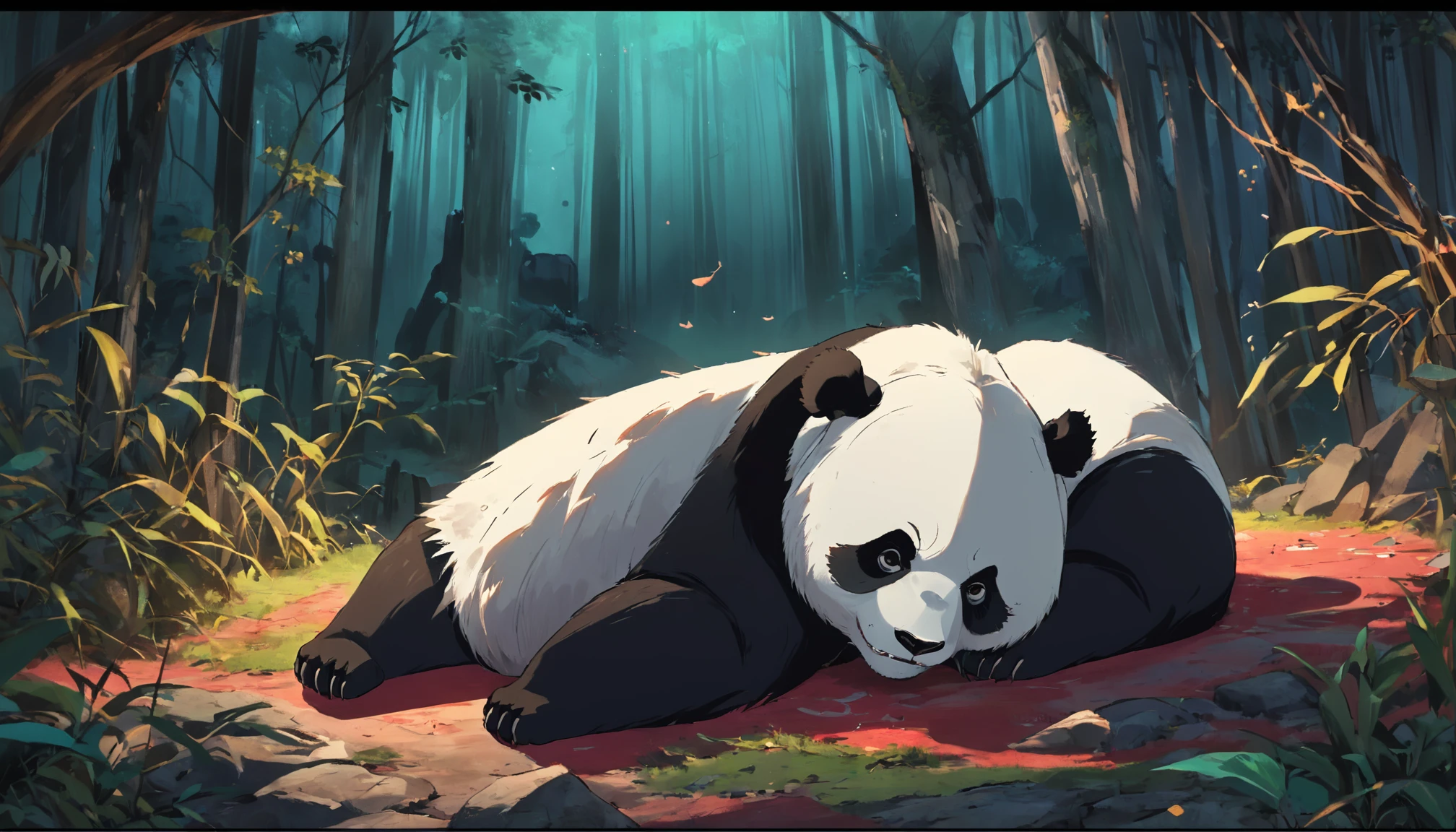 an old panda lying in a enclosure, she died.