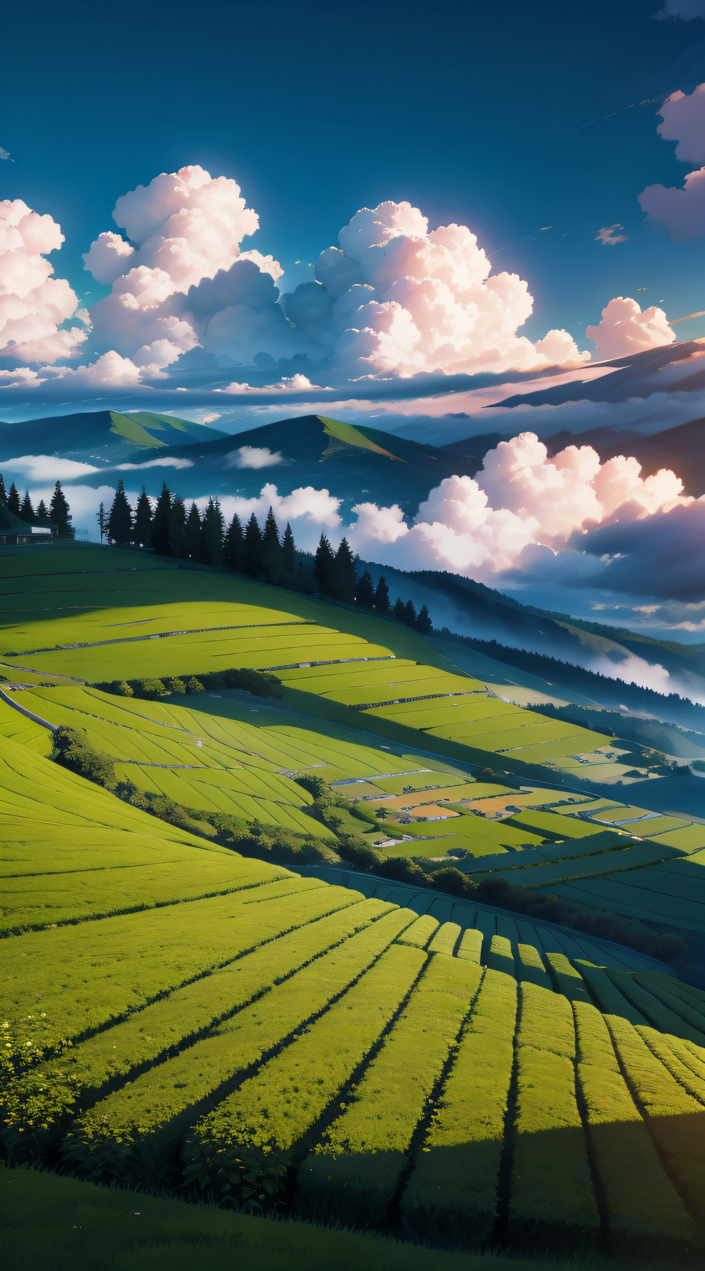tea plantation,Beautiful,surrounded by cloud,high qulity
