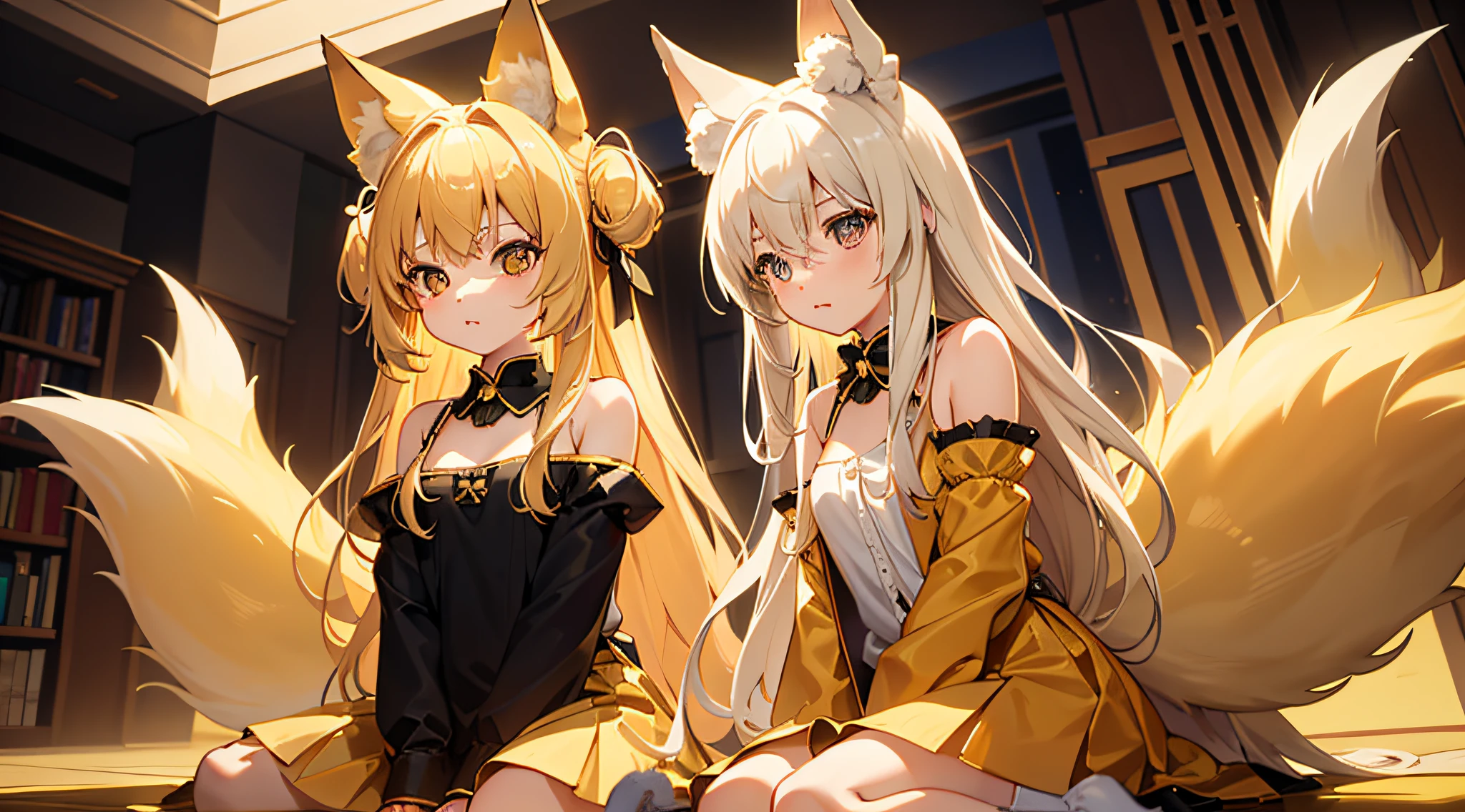 (masterpiece, 최고의 quality) junior,detailed, (beautiful,small breasts), blonde,long hair, side ponytail(tied to the left),Hairpin decoration with gold butterfly, elegant, (fox ears),nine tailed fox tail, red eyeshadow, 금색 eye동자, femur,black pajamas,ruffle pajamas,Bedroom Background,Lying in bed,girl,yandere,Wearing black tights,Wrapping up inside,Open crotch work clear 54% Seat Bot Txt2Img Studio (masterpiece, 최고의 quality),(beautiful_face:1.5),(small_waist),absurd:1.2, Kodak Portrait 400, film grain, blurred background, bokeh:1.2, lens flare, (vibrant_color:1.2),professional photography,(masterpiece:1.0),(best_quality:1.0), ultra high resolution,4K,매우 detailed, photography, 8 thousand, HDR,(chaste_big_eye:1.0),(light_laugh:0.3), official art,매우 detailed CG Unity 8k 벽지, perfect lighting,fancy, bright_front_face_lighting,looking at viewer,(Focus on her face),beautiful Finger,beautiful 긴 legs,beautiful body,beautiful Nose,beautiful character design, perfect eye, perfect face,완벽한 균형 junior,detailed, (beautiful,small breasts), blonde,long hair, side ponytail(tied to the left),Hair band decoration with gold butterfly, elegant, (fox ears),nine tailed fox tail, red eyeshadow, 금색 eye동자, femur,black pajamas,ruffle pajamas,Bedroom Background,Lying in bed,girl,yandere,Wearing black tights,cum in pussy,spred pussy,cum drip