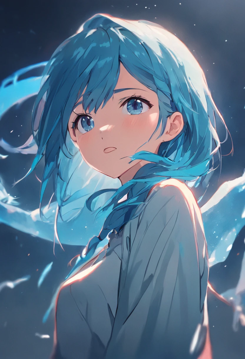 Glowing anime girl with dark blue hair and blue eyes, Anime Style 4 k, Anime Art Wallpapers 8K, Anime Style. 8k, anime art wallpaper 4k, anime art wallpaper 4k, anime wallpaper 4k, anime wallpaper 4k, 4k anime wallpaper, Glowwave girl portrait, Digital anime art, Anime girl with space-like hair