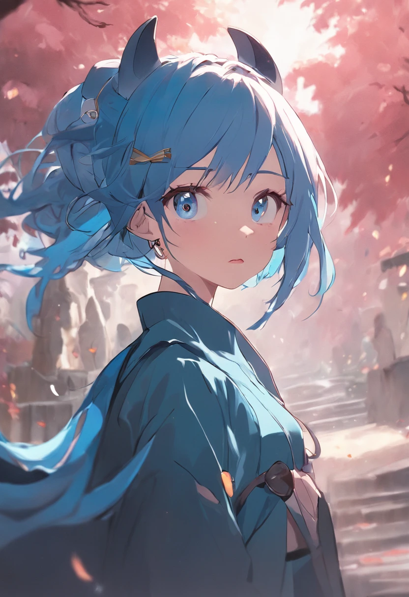retrato da mulher on the dragon picture, cute, Thailand, woman, photo, 20 years old, cute girl, blue hair, blue eyes, hijab::cartoon style, (((front view))), Estilo Disney Pixar, Filme 3D, altamente detalhado, colorful (((corpo inteiro))) ::n_style realista anime ::seed 040506