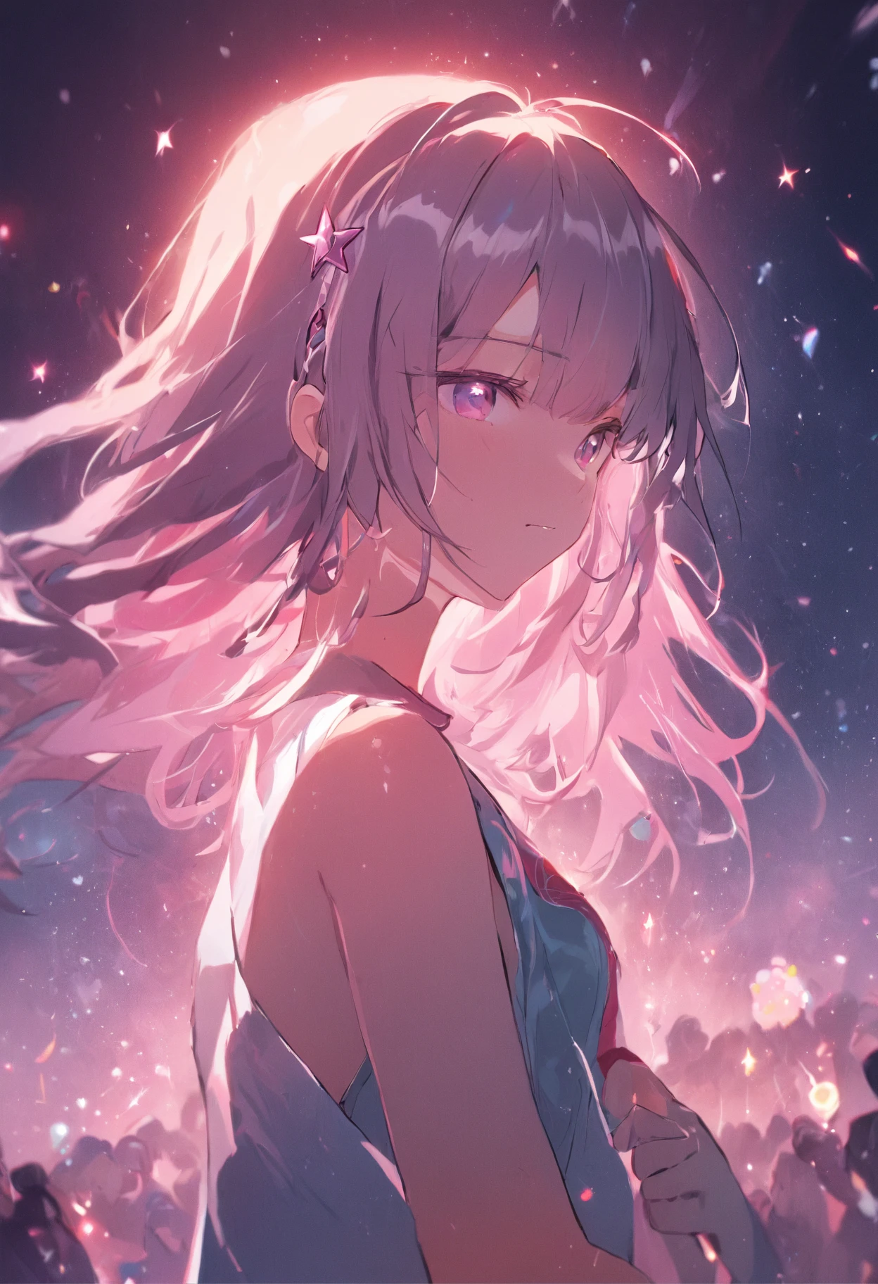 A lady with a very youthful feeling,年轻,19years old,ahoge, drill hair, hairpin, star hair ornament, moaning,in a school,Pink bra,white short socks,Longing for the god of Yan,校服,sexual teasing,Sexual suggestiveness,Bigchest, The bust is an E cup,( reasonable design, Clear lines, High sharpness,Best quality, Very detailed, Masterpiece, movie light effect, 4K )