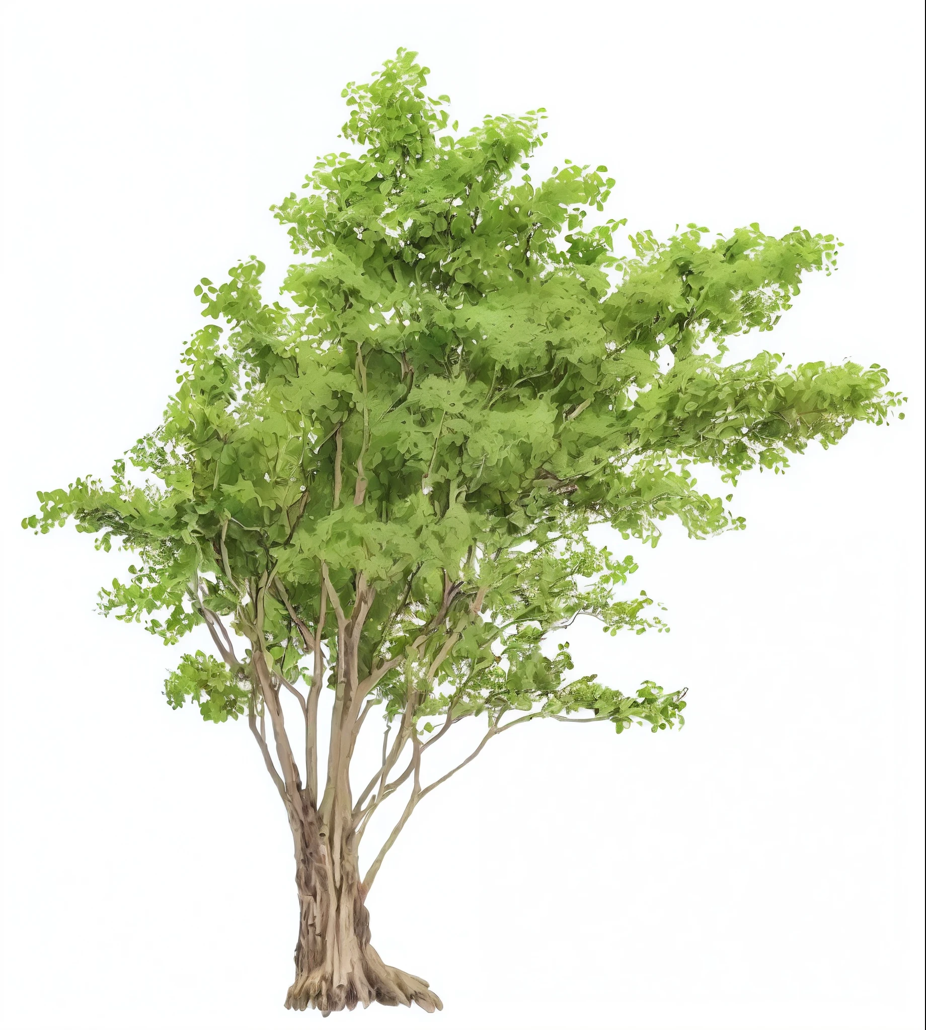 a close up of a tree with green leaves and a white background, speedtree, tree and plants, cubism painting of a tree, digital painting highly detailed, simple tree fractal, woody foliage, digital art highly detailed, a digital rendering, large tree, rich tree, high resolution scan, digital art. highly detailed, central tree, props containing trees