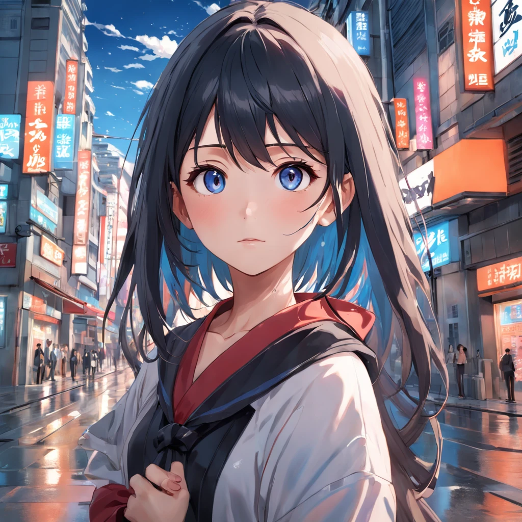 There was a woman standing in the street with a camera, Realistic anime 3 D style, 8K selfie photos, a beautiful anime portrait, Photorealistic anime, Anime style. 8K, realistic anime artstyle, Stunning anime face portrait, anime realism style, Kawaii realistic portrait, 3 d anime realistic, portrait anime girl, realistic art style, Anime style 4k