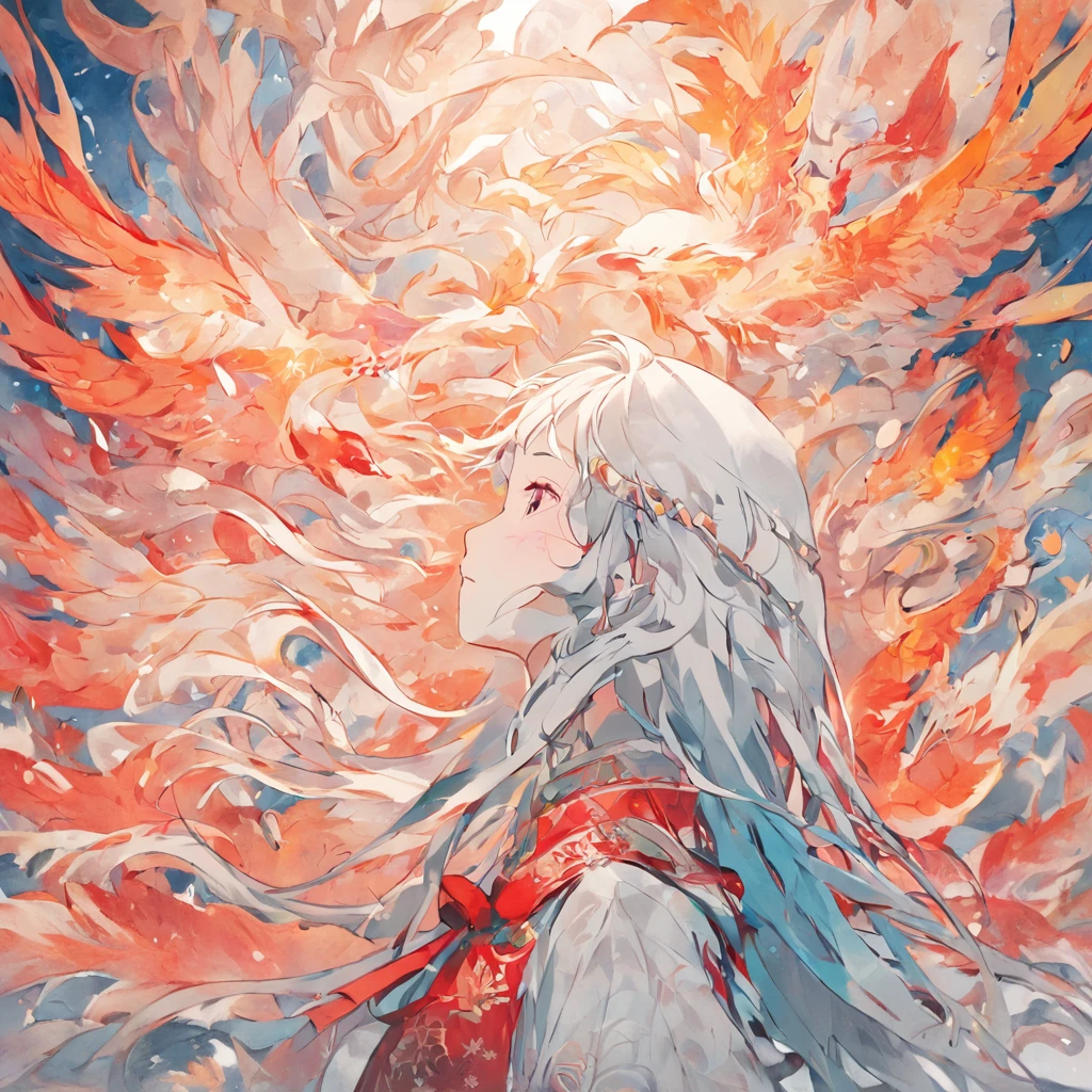 (White background:1.4),(Silhouette of a girl's head, Eyes closed, colorfull long hair, Oriental elements)，(Chinese illustration:1.3，paper art:1.3, Quilted paper art:1.2),( reasonable design, Clear lines, High sharpness,Best quality, Very detailed, Masterpiece, movie light effect, 4K )