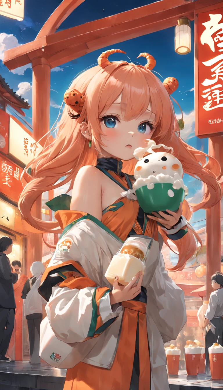 A milk tea of spicy mix, with shrimp, tofu cubes, coriander, fish balls, tofu puffs, boba, cream cheese,