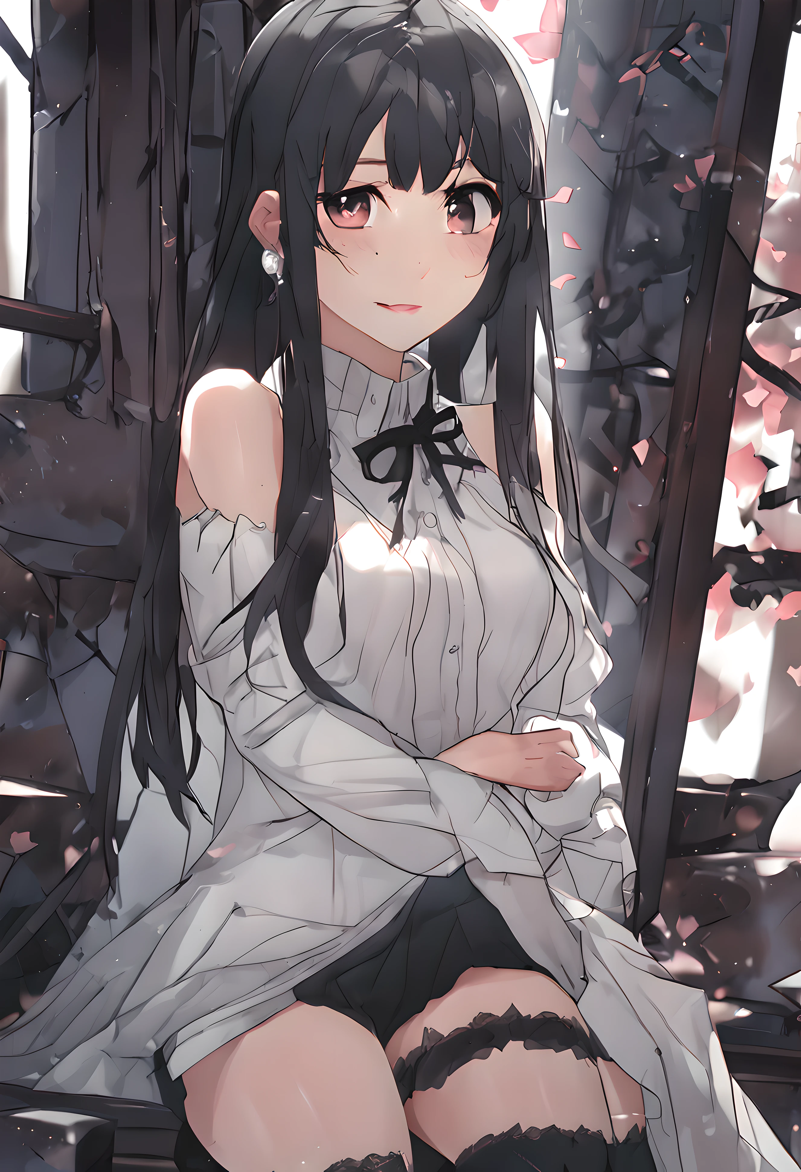 1girl open clothes  black hair long hair small breasts covhighhighs