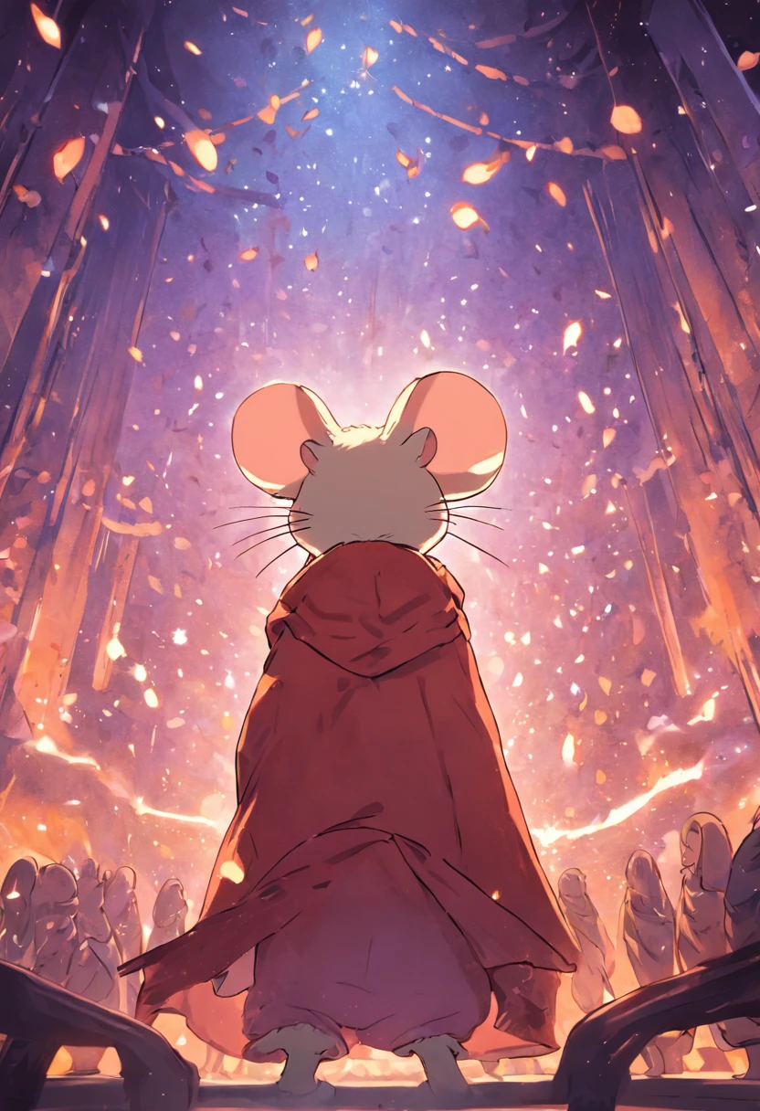 Small mouse,adolable,Shaggy,comic strip,White hair。