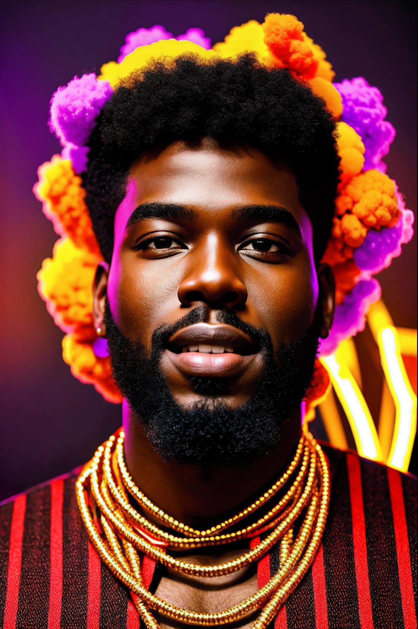 Homem negro afrofuturista aspecto de tecnologia e empoderamento, Technological Fund, fogo, Shango orisha