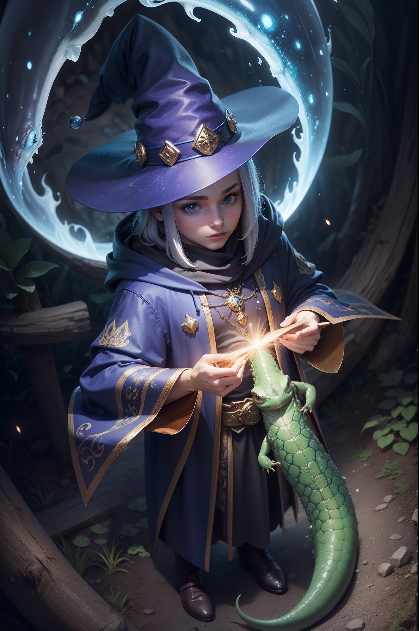 Magical wizard salamander