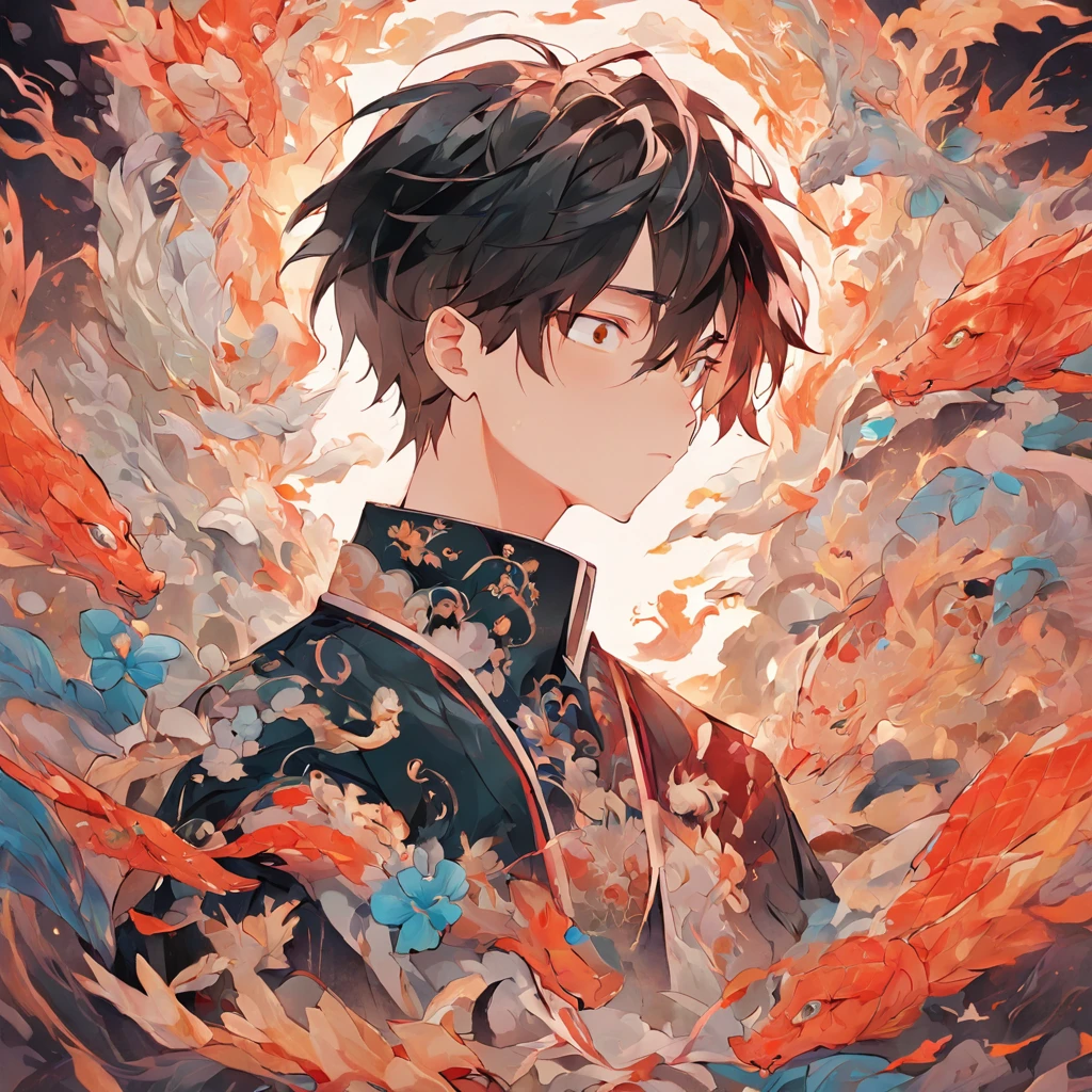 (White background:1.4),(Boy half, Business suit, wears glasses, Oriental elements)，(Chinese illustration:1.3，paper art:1.3, Quilted paper art:1.2),( reasonable design, Clear lines, High sharpness,Best quality, Very detailed, Masterpiece, movie light effect, 4K )