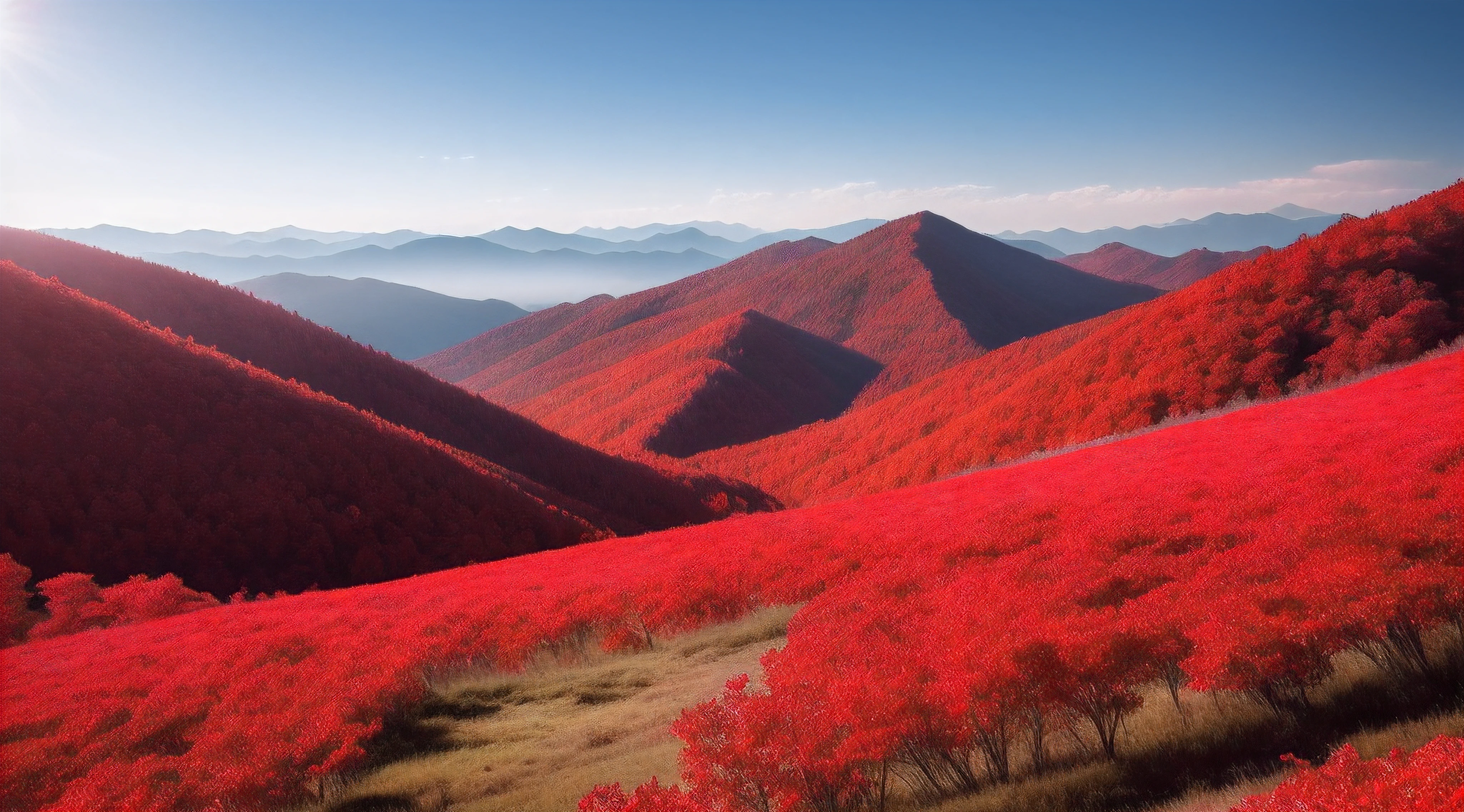 Red Forest，Chao yang，Open mountains and forests overlooking the sun，8K