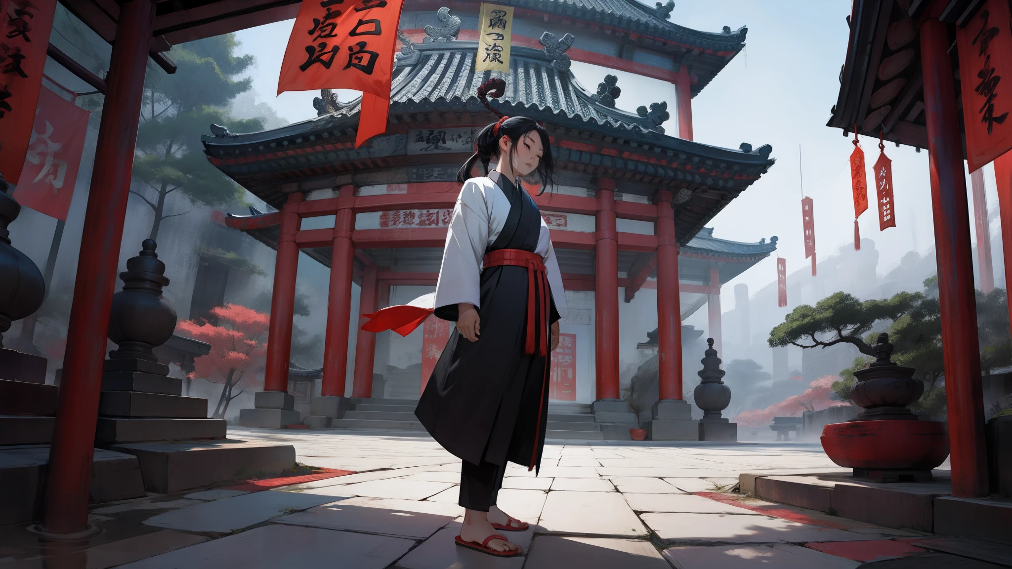 an asian woman in the Shaolin temple