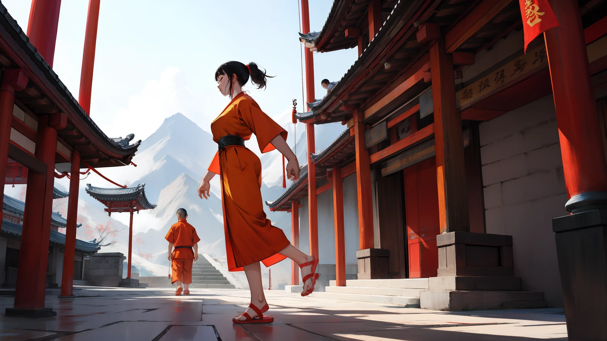 an asian woman in the Shaolin temple