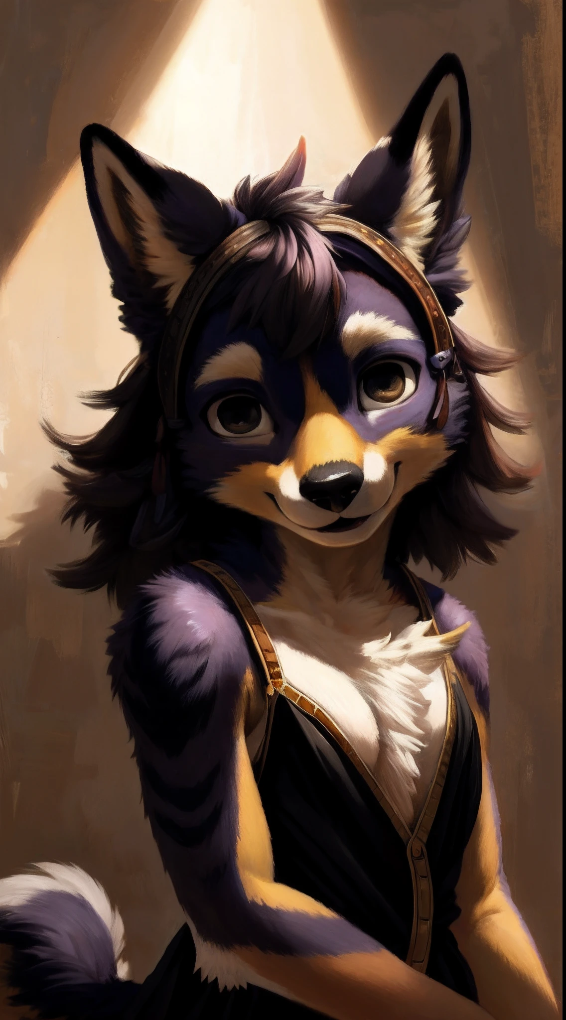 highres, top quality, best quality, paid reward available, High-quality illustrations by Johannes Vermeer, unparalleled masterpiece, perfect artwork, absurdres, perfect anatomy(highly detailed beautiful face and eyes)(angelic cute 1girl, kemono, solo focus)(furry)(furry anthro:1.7)(Furry body, dog facial features, dog body features)(very detailed body fur)play with, smile, happy, facial expressions, dynamic pose, dynamic lighting, deep shadow, cinematic angle,