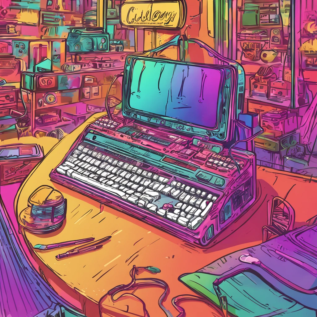 Brush Keyboard Technology Rainbow Frame Art