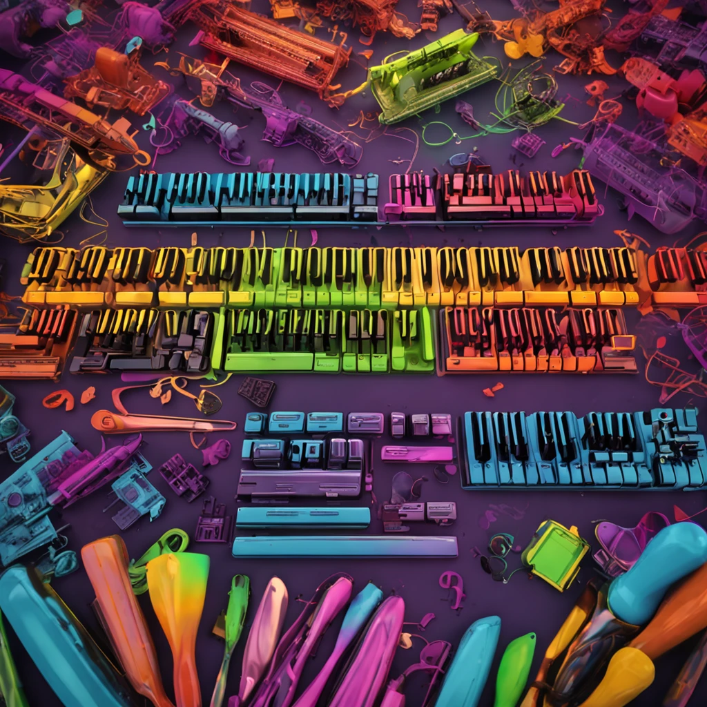 Brush Keyboard Technology Rainbow Frame Art