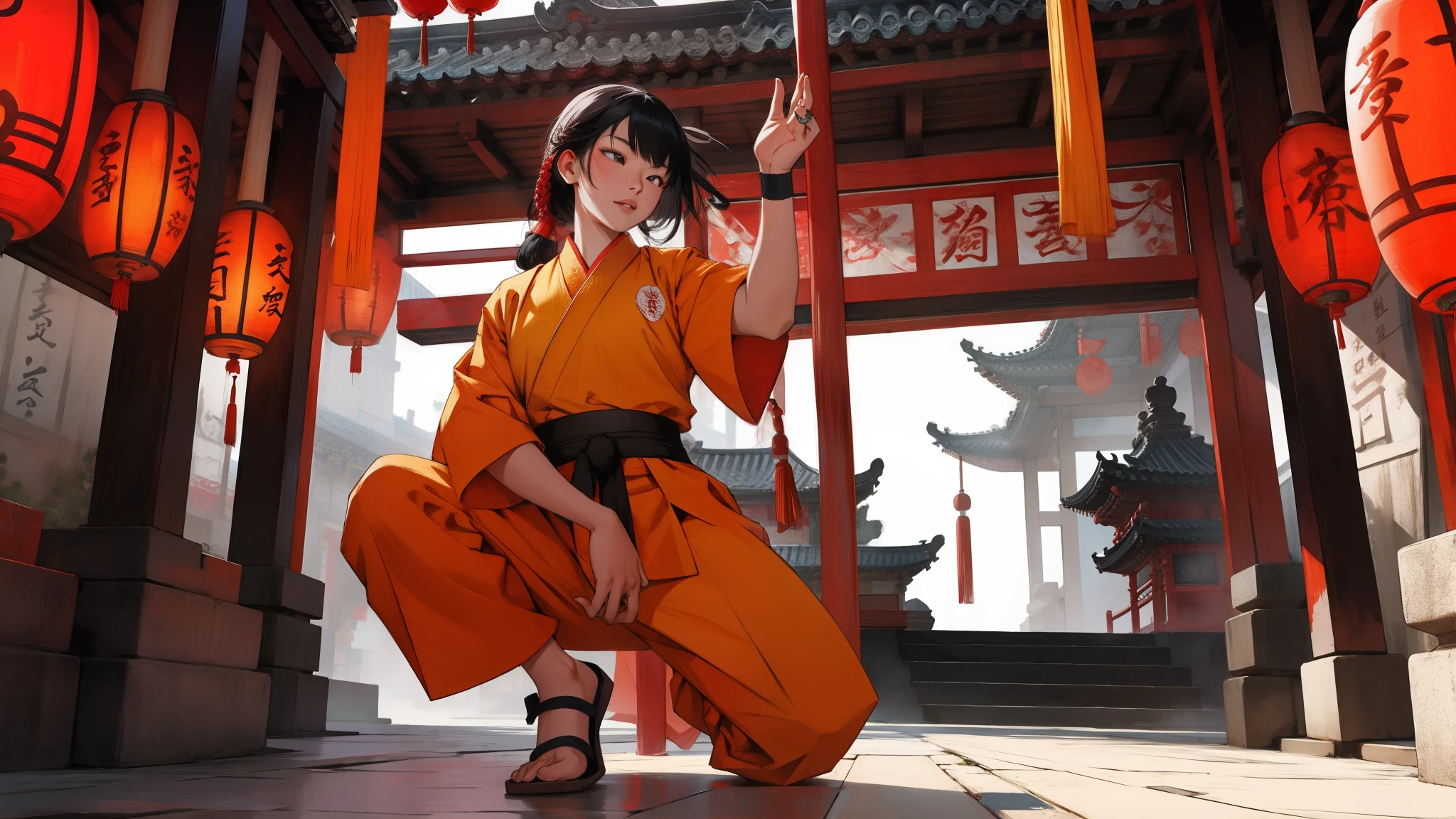 an asian woman in the Shaolin temple