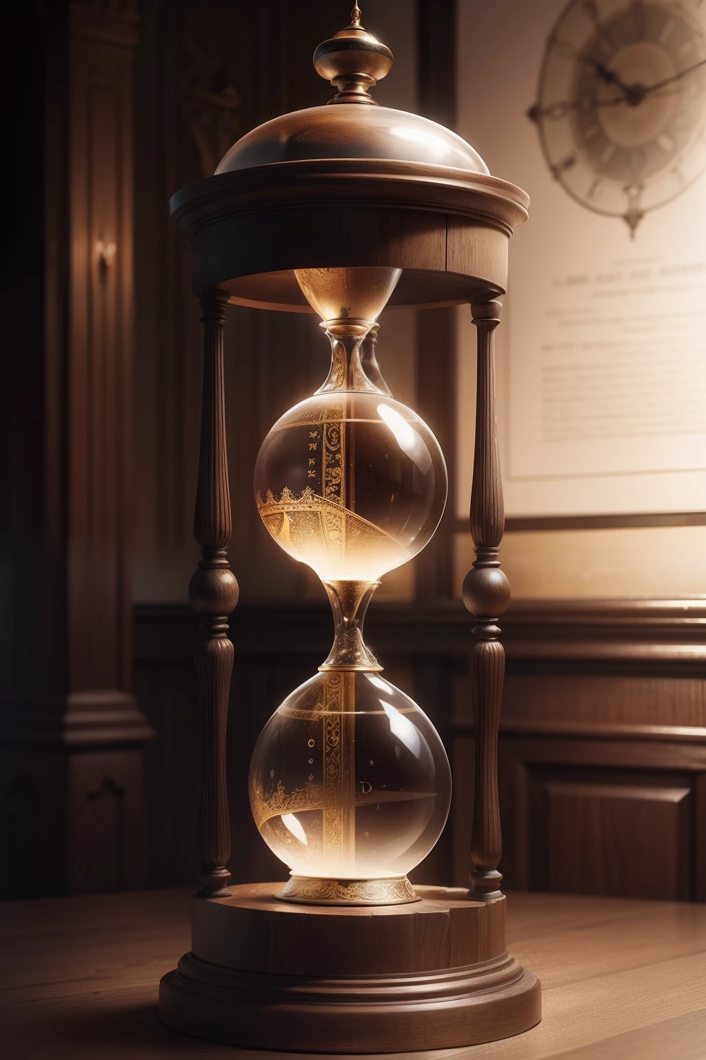 An antique clock or hourglass: These images can symbolize the passage of time and how, beyond it, lies resilience.Efecto realista