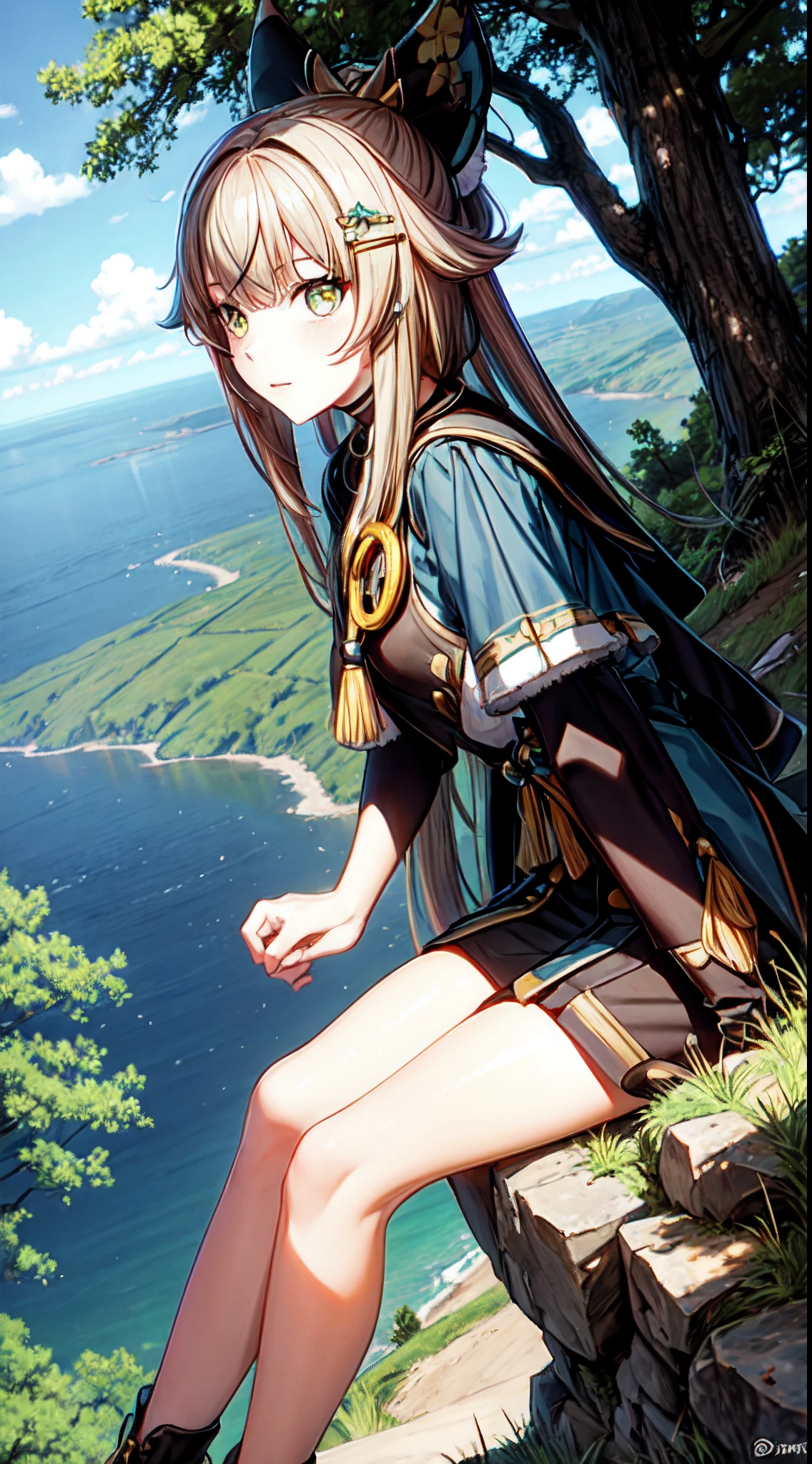 She was sitting on the edge of a cliff looking like she was scouting