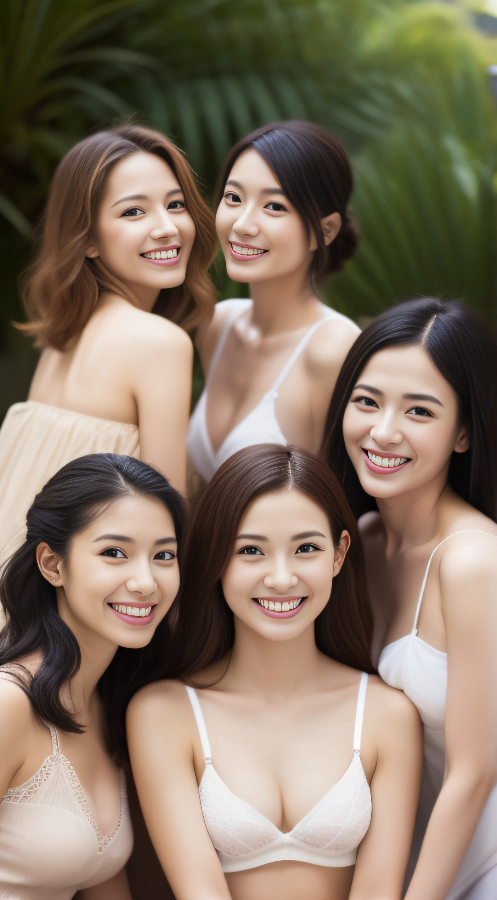 businesswoman、group、White lingerie、Protruding、hiquality、A hyper-realistic、healthy、Smiling expression、Slender perfect figure、Japan beauties、beautidful eyes、face perfect、Beautiful skin、hawaii