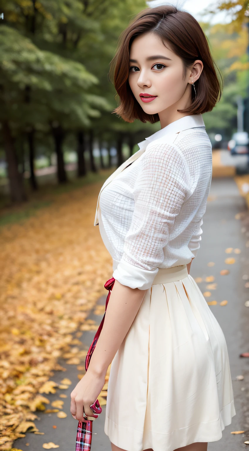 (8k, top quality, masterpiece: 1.2), (realistic, photorealistic: 1.37), super detailed, girl single, cute, solo, beautiful detailed sky, detailed café, ht, sitting, dating, (blush), (smile: 1.15), (closed mouth) small, fine beautiful eyes, (collared shirt: 1.1), nig wet, rain, lace skirt, (short hair: 1.2), Floating NovaFrogStyle, white underwear,