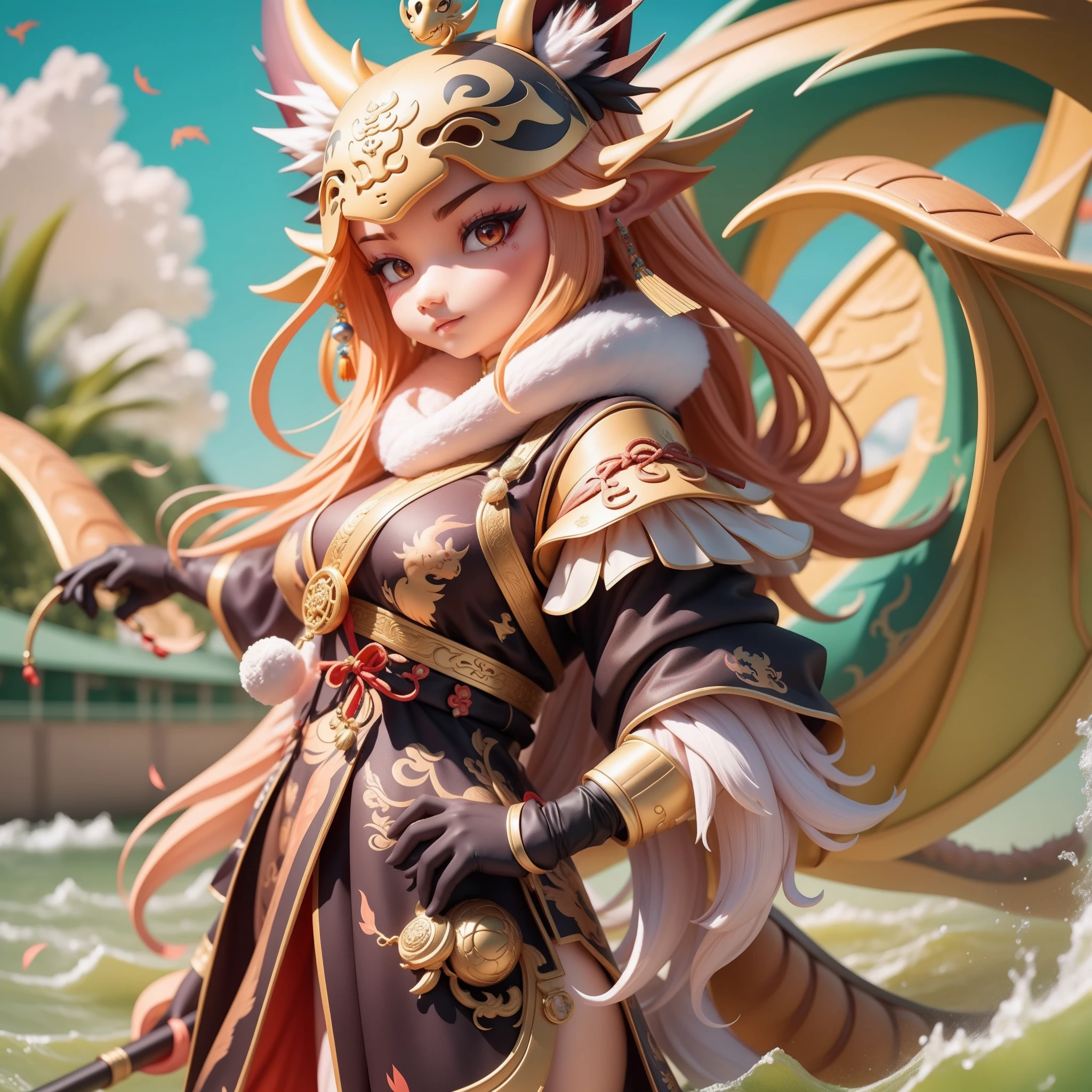 com mascot,chinesedragon,Fashionab,tidal current,超高分辨率,super high image quality