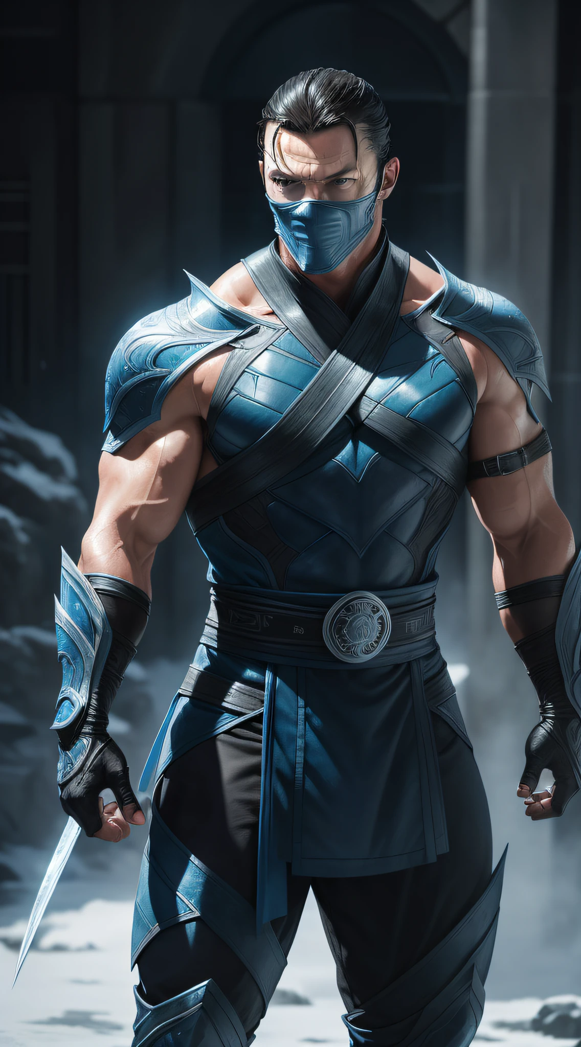 ((Subzero do mortal Kombat, ultra realistic)), (((fully body))), ((perfect hands)), stunning, hyper realistic, octan render, surrounded by the effect of cold air and ice, mortal kombat style, old background, chic, stunning, (wall-paper), conceptual artwork, details Intricate, highy detailed, ((cinemactic)), Dramatic, (extremely high quality, awarded, master part:1.5), (photorrealistic:1.5), fot, Realistic photo, Nikon, naturallight, 4K, highes definition, xf iq4, 150MP, 50 millimeters, ISO 1000 Certification, 1/250 Years, naturallight, Adobe Lightroom, photolab, Photographic Affinity, PhotoDirector 365,